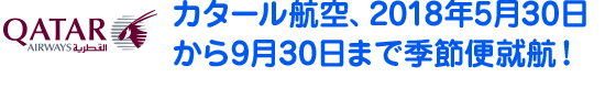 カタール航空、2018年5月30日から9月30日まで季節便就航！