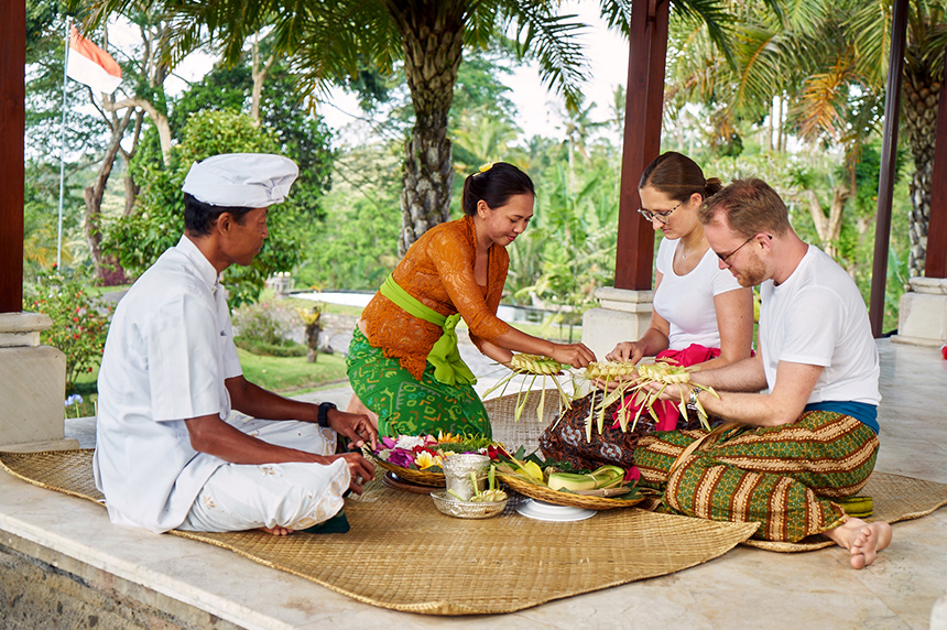 Balinese Making Canang Class