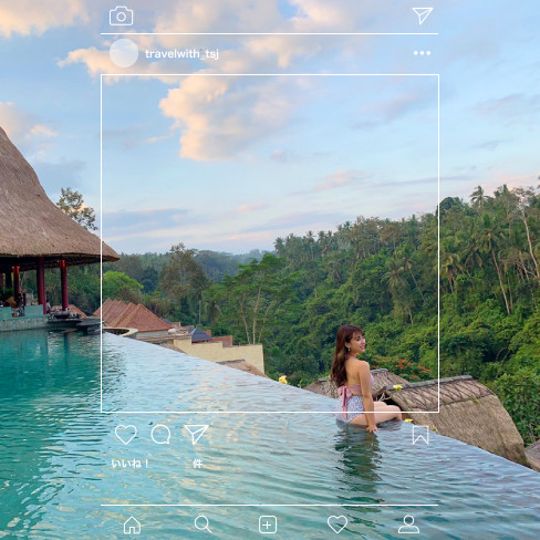 バリ島の自然を背景に、リゾート感溢れる1枚が撮れました