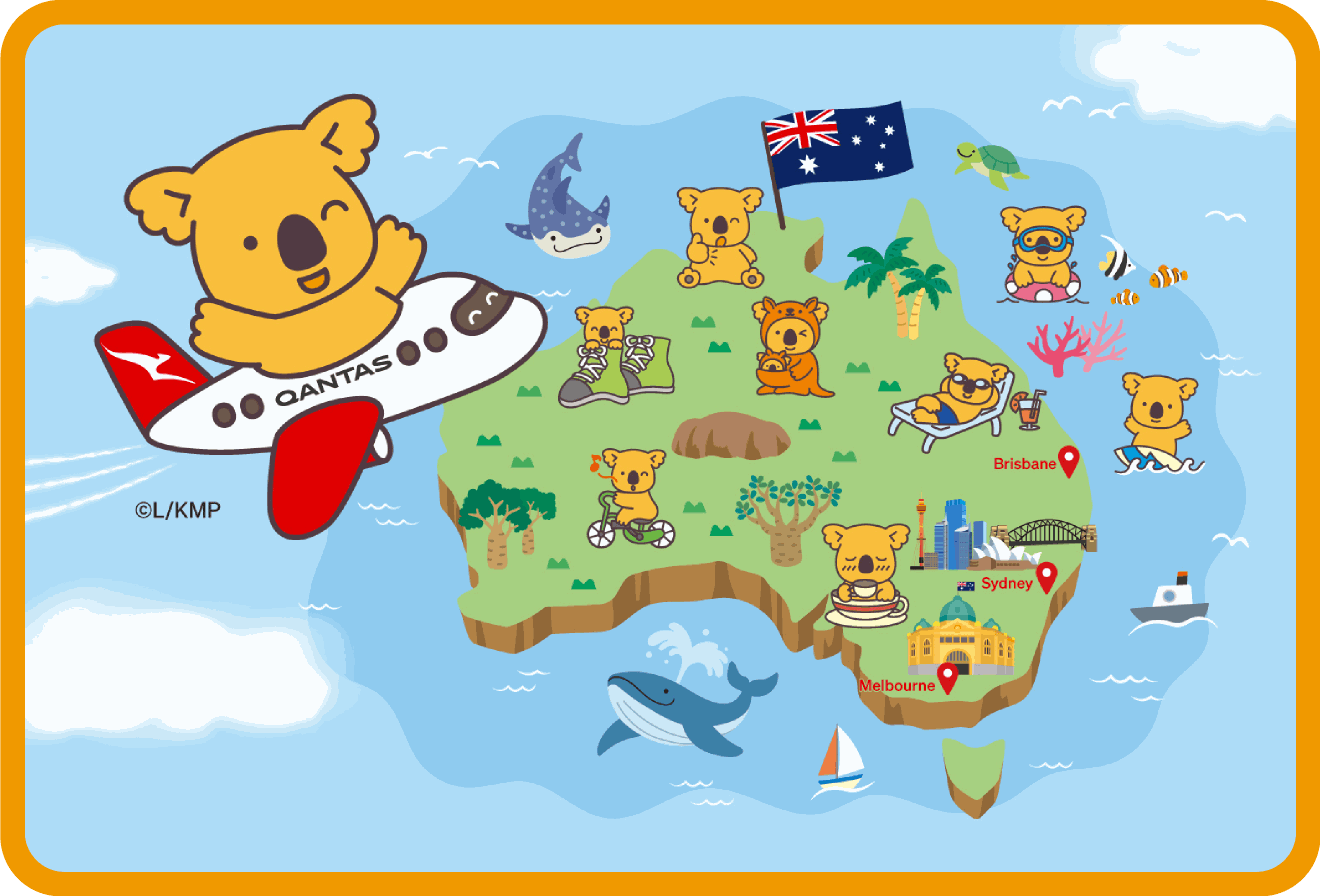 マーチくん × カンタス航空 コラボデザインのオーストラリアマップ