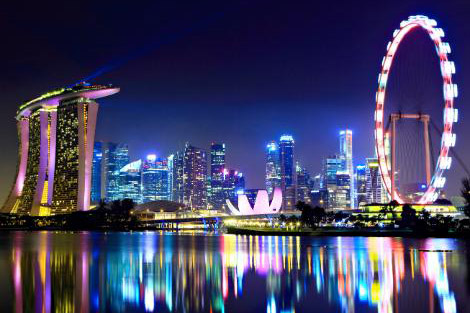 シンガポール：マリーナの夜景