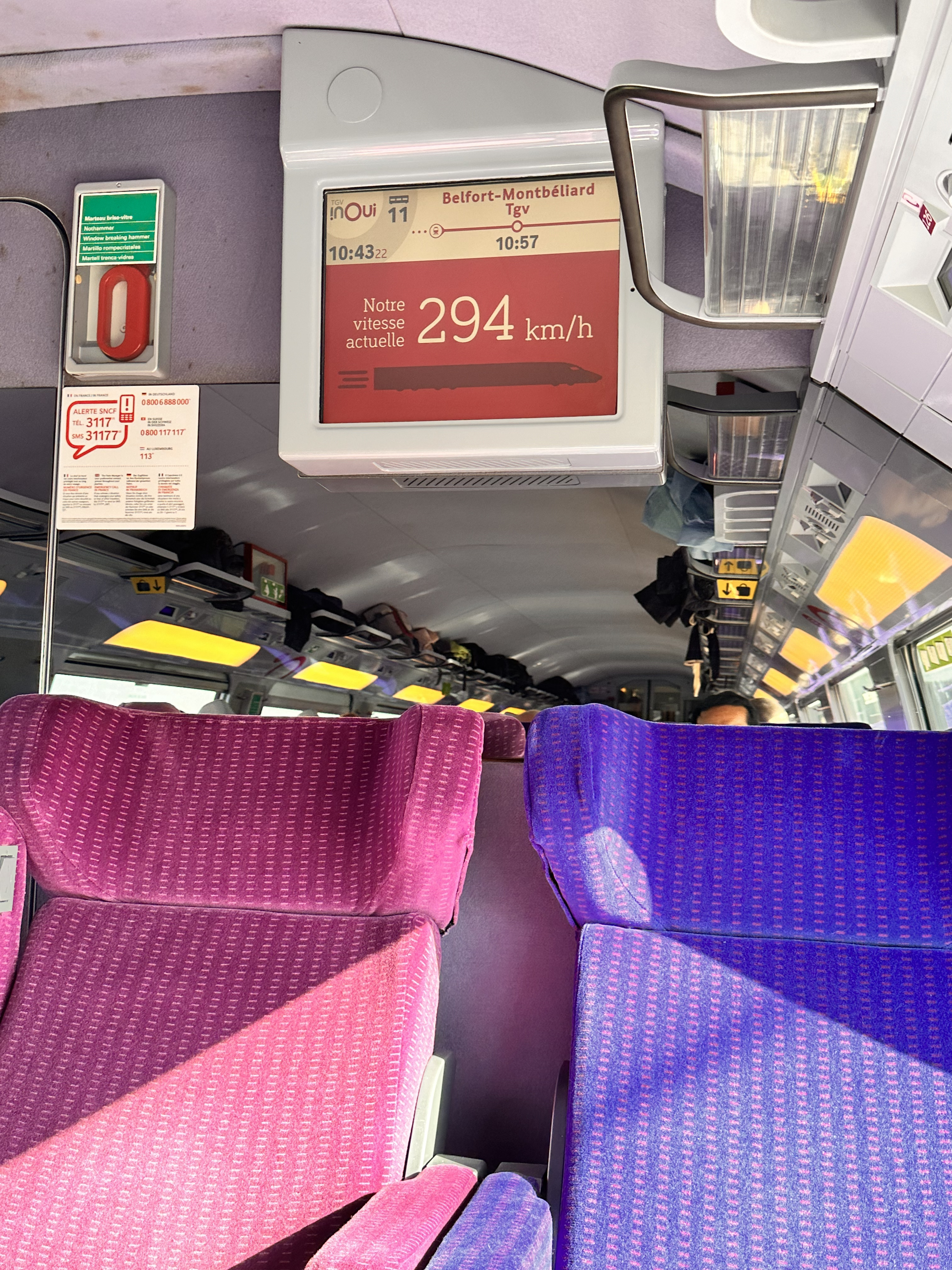 高速鉄道TGV1等車の座席