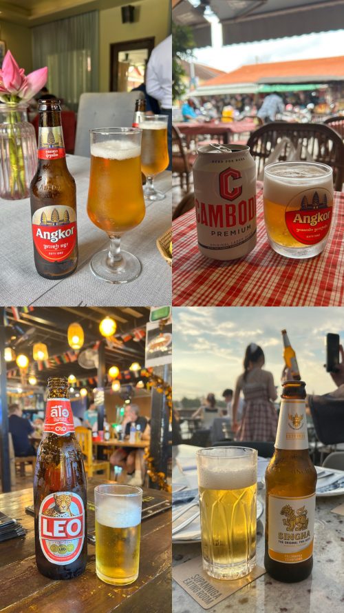 ビールの飲み比べも楽しみました！（上：カンボジア、下：タイ）