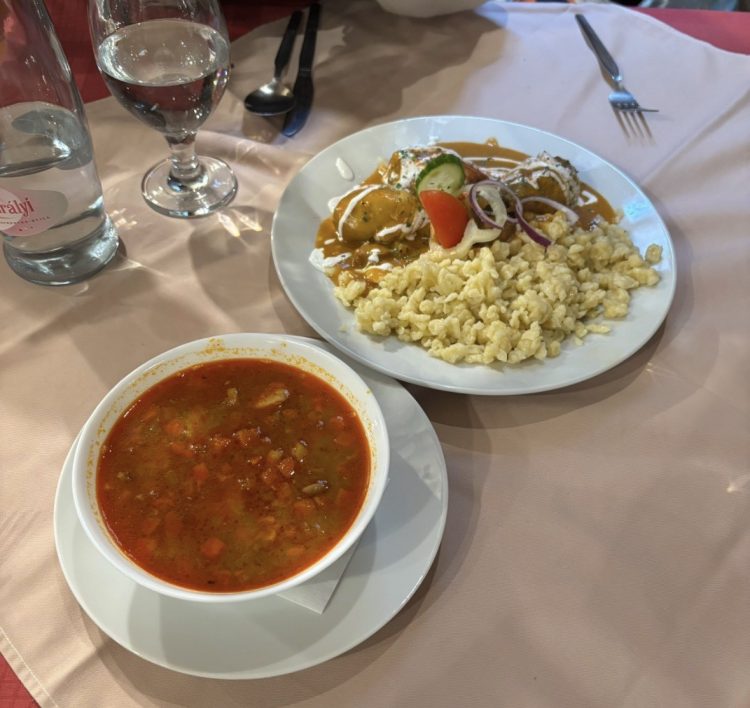 ハンガリーの伝統料理グヤーシュなどをランチに