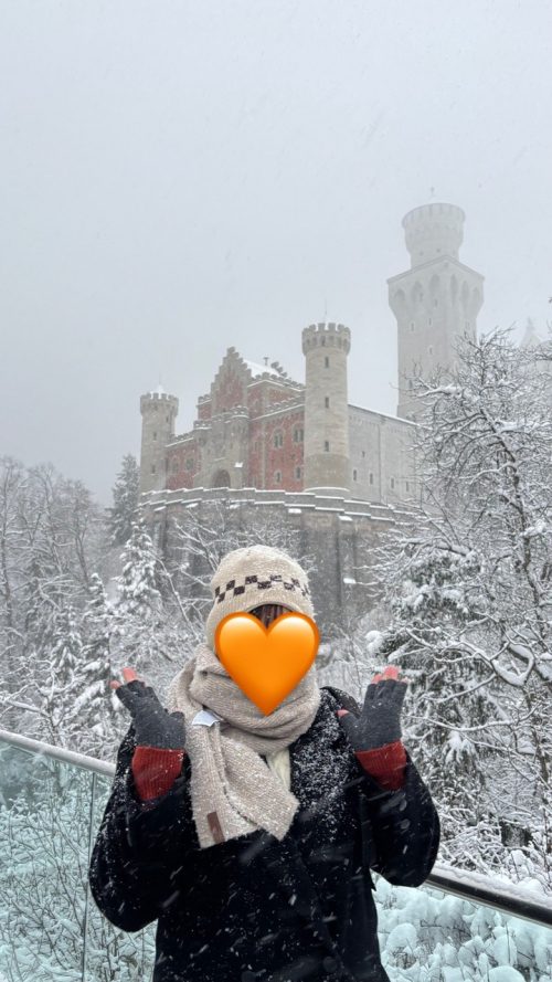雪景色のノイシュヴァンシュタイン城と