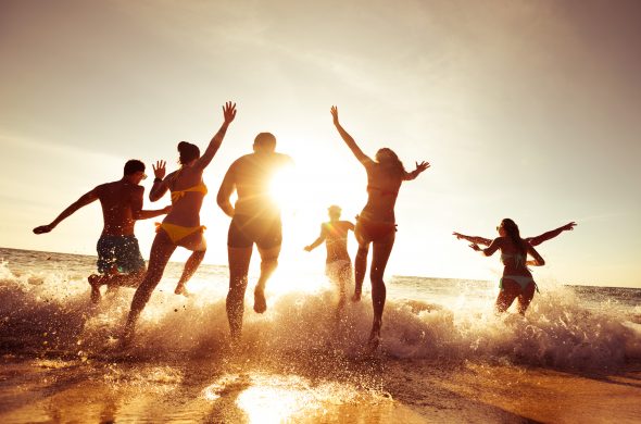 friends yay at the beach