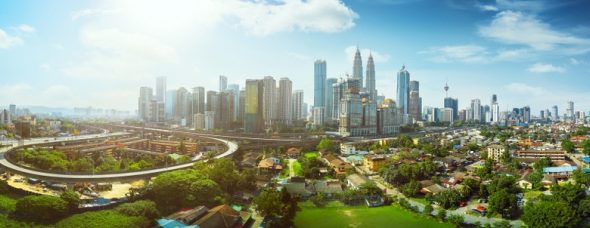 マレーシアの快晴の都市風景