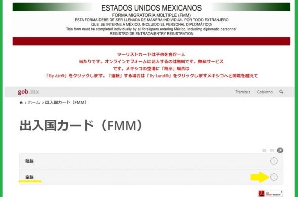 メキシコ入国フォーム