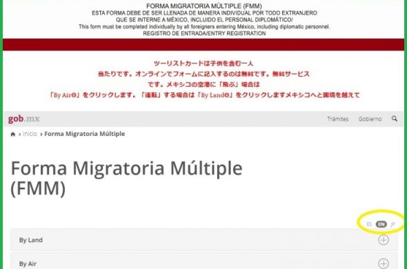 メキシコ入国フォーム