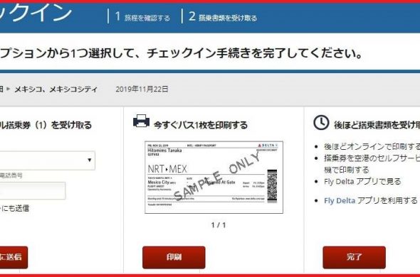 アエロメヒコ・WEBチェックイン