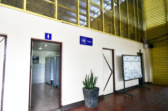 bathroom outside of the airport