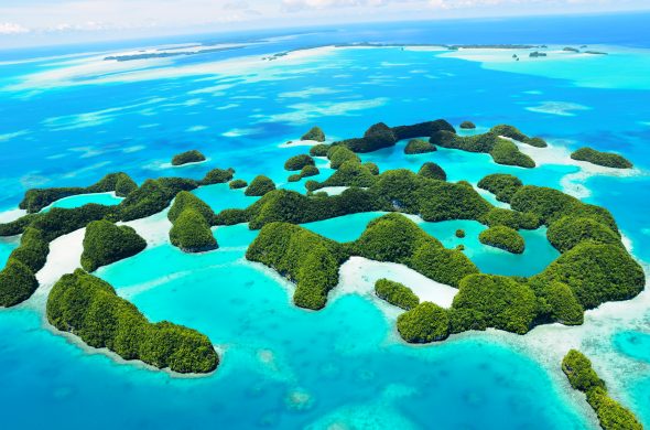 islands in palau from the sky