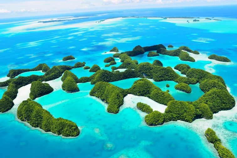 islands in palau from the sky