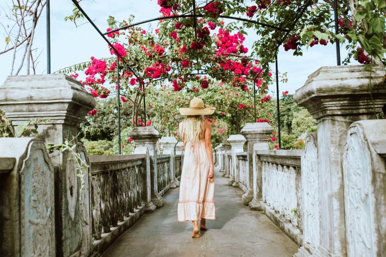 Beautiful girl at Water Palace in Bali