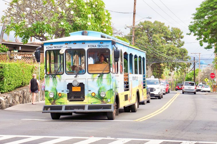 trolley at cona street in Hawaii