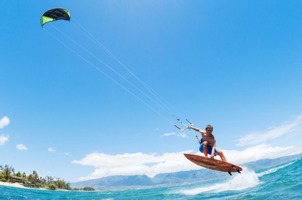 activity at the beach kite surfing