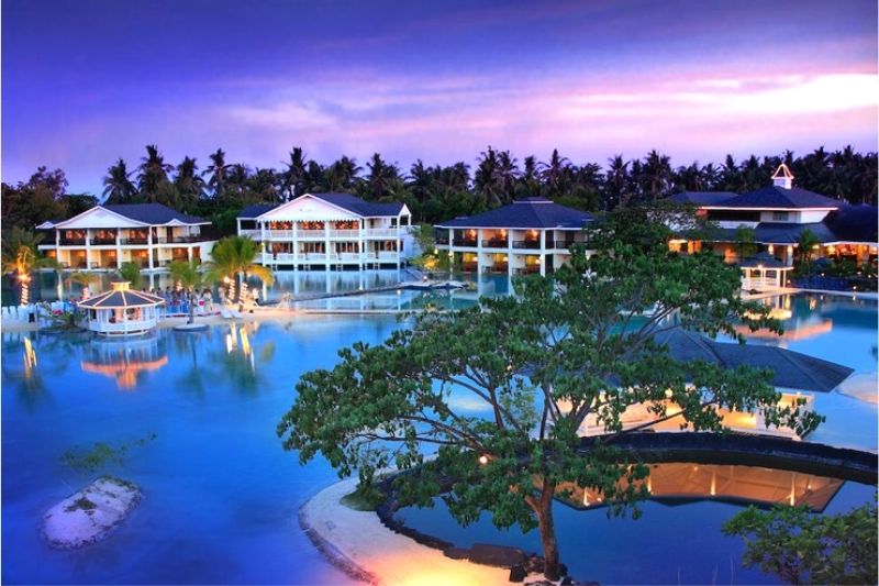 plantationbay lagoon at night cebu hotel philippines