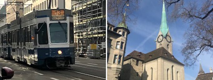 トラムが走るチューリッヒの街並み