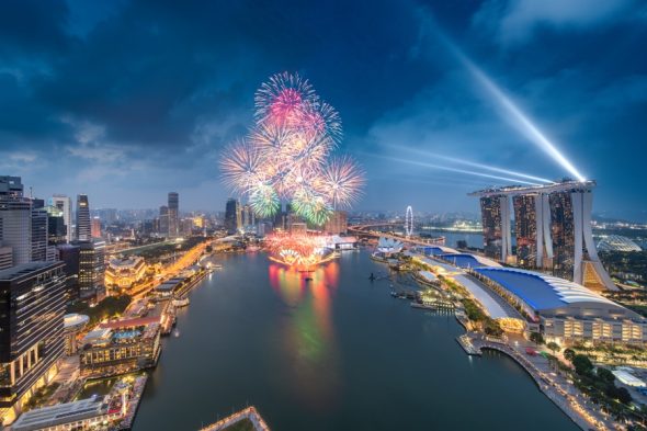マリーナベイサンズの夜景