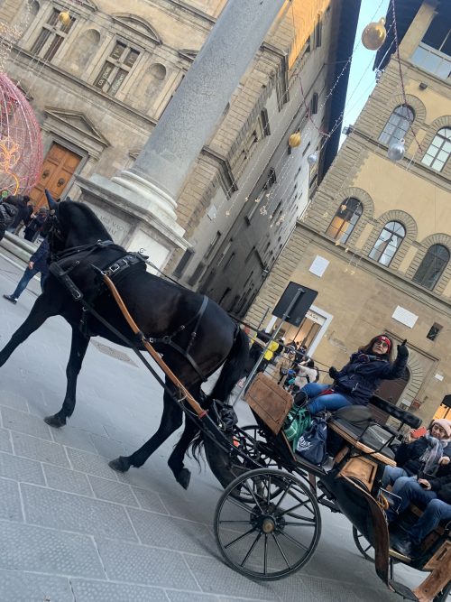 フィレンツェの街中に馬車