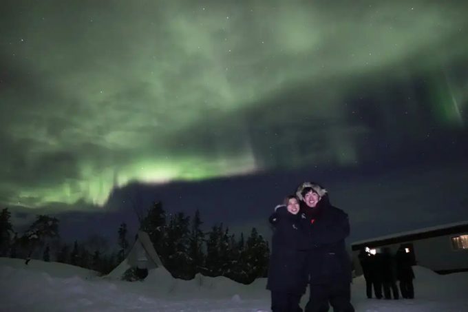 オーロラと記念撮影!