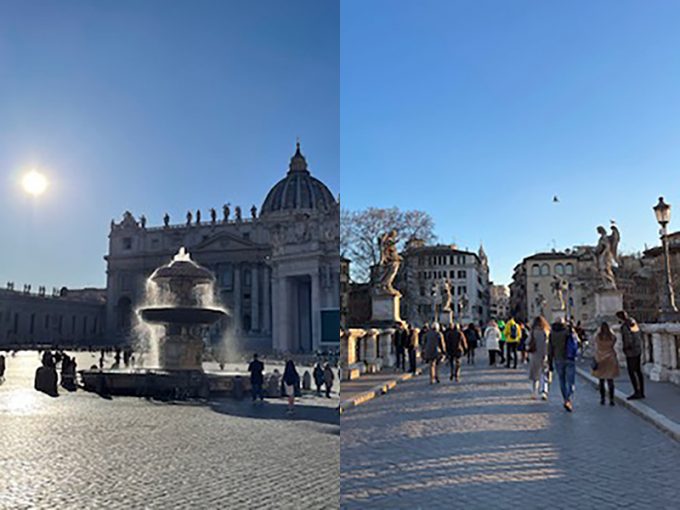 バチカン市国（左）印象的だったサンタンジェロ橋（右）