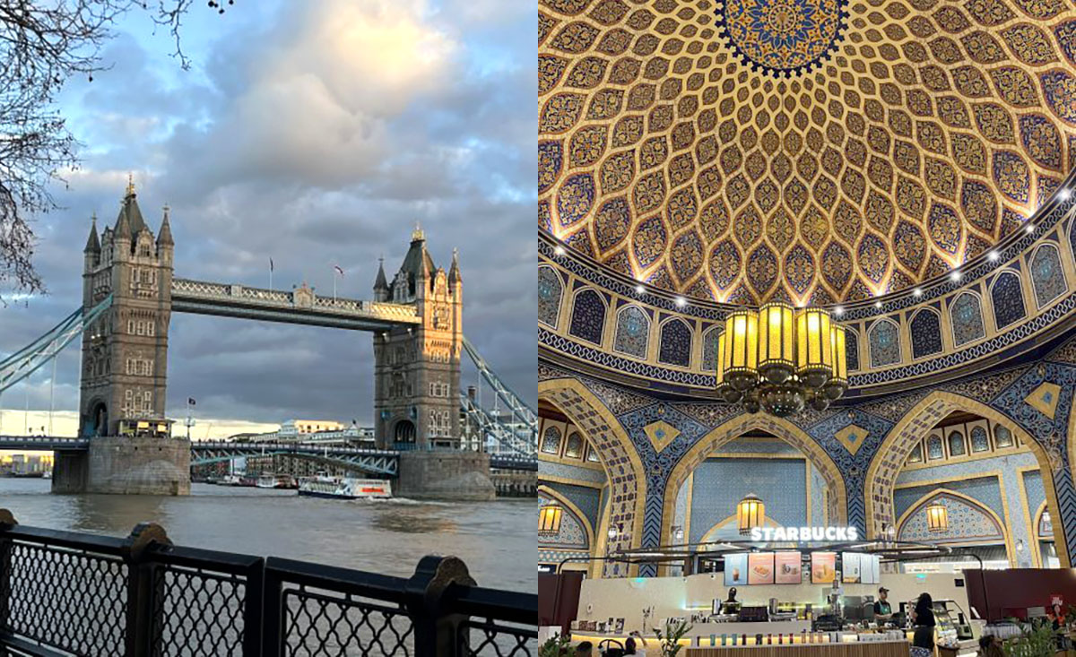 ロンドンのタワーブリッジとドバイのスタバ