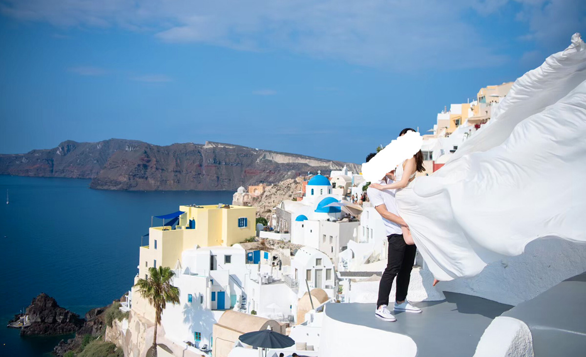 サントリーニ島でのウェディングフォト撮影