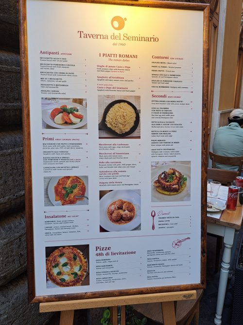 ローマのレストラン「Taverna del Seminario」