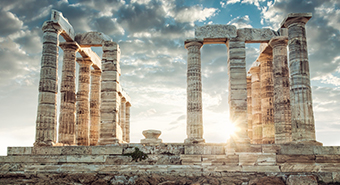 夕暮れが絶景のポセイドン神殿