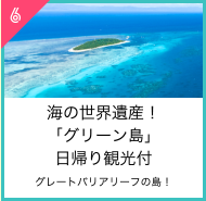海の世界遺産！
「グリーン島」
日帰り観光付グレートバリアリーフの島！