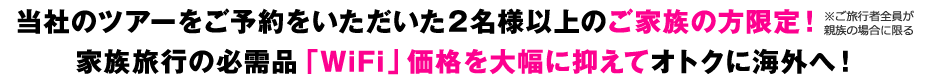 掲載ツアーのご予約をいただいた学生さん限定！家族旅行の必需品「WiFi」価格を大幅に抑えてオトクに海外へ！