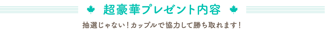 超豪華プレゼント内容　抽選じゃない！カップルで協力して勝ち取れます！