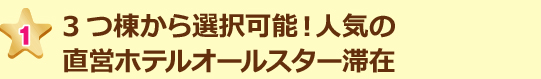3つ棟から選択可能!人気の直営ホテルオールスター滞在