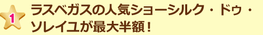 ラスベガスの人気ショーシルク・ドゥ・ソレイユが最大半額!