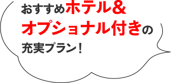 おすすめホテル＆オプショナル付きの充実プラン！