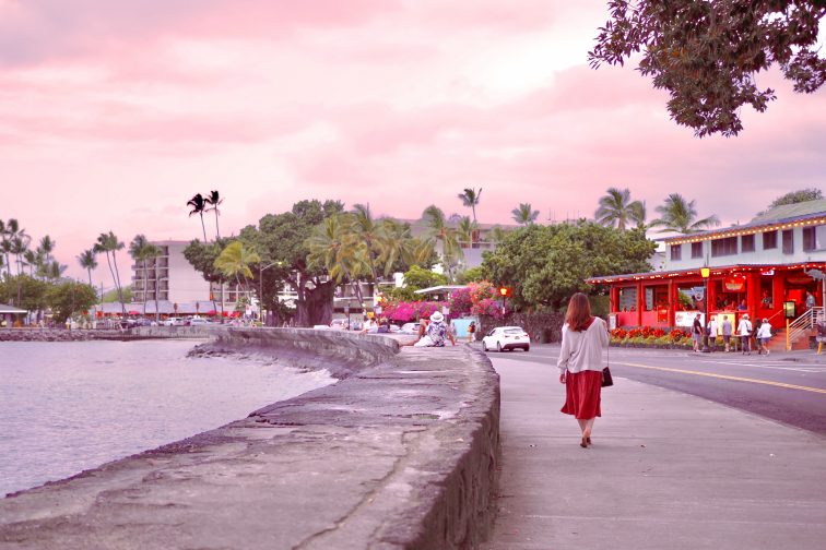 Hawaii street by the sunset beach