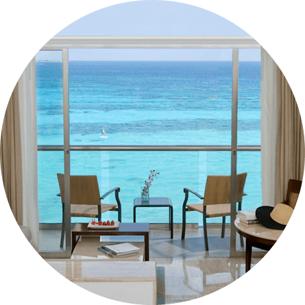 美しいカリブ海を眺められる客室