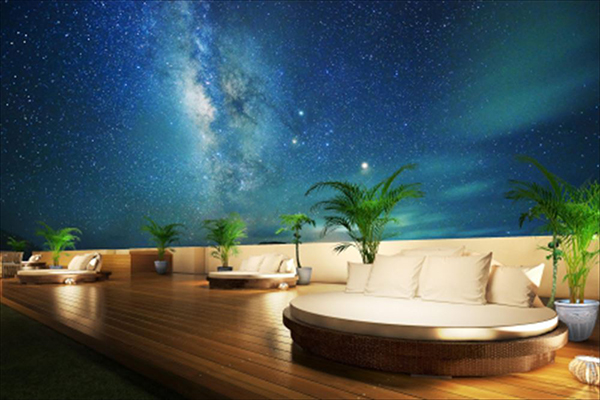 屋上テラスで星空観賞