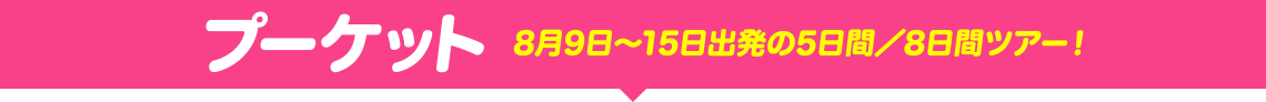 プーケット　8月9日～15日出発の5日間／8日間ツアー！