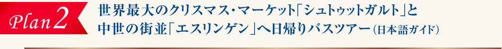 plan2 世界最大のクリスマス・マーケット「シュトゥットガルト」と
中世の街並「エスリンゲン」へ日帰りバスツアー（日本語ガイド）