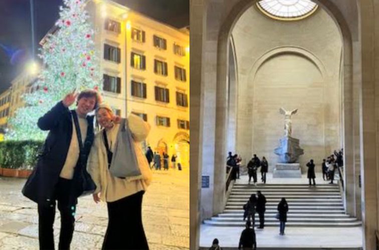 フィレンツェの街（左）パリのルーブル美術館（右）