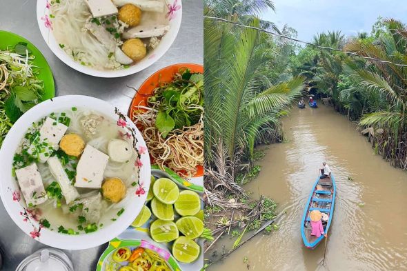 美食の国ベトナム（左）メコン川クルーズ（右）